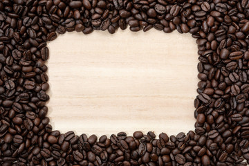 Frame of coffee beans. No edit real photo.