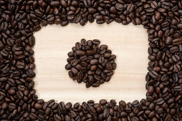 Coffee beans in shape of Japan flag.