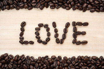 Coffee beans in shape of 