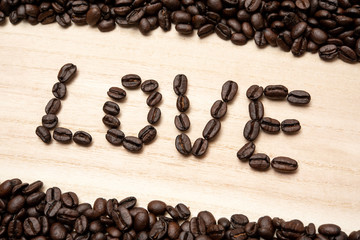 Coffee beans in shape of 