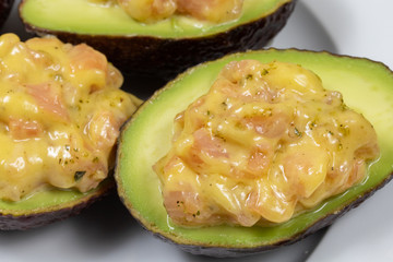 avocado with smoked salmon and mayonnaise