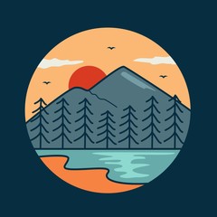 simple logo badge nature design, for t-shirt prints, patches, emblems, posters, badges and labels and other uses