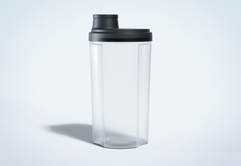 Protein shaker isolated on grey mockup 3D rendering