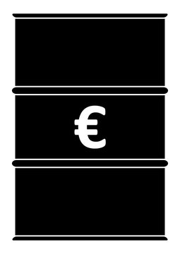 gz625 GrafikZeichnung - german - Ölfass mit Euro Symbol: (Währung) english - oil barrel icon. (oil drum container / currency) simple template - DIN A3 - poster xxl g8816