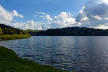 Beautiful lake view, bright interval between rain.