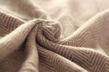 Light beige natural nepalese cashmere fabric. Herringbone tweed, Virgin Wool Background Texture....