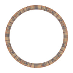 Round frame vector vintage pattern design template. Circle border designs plaid fabric texture. Scottish tartan background for collage art, gif card, handmade crafts.