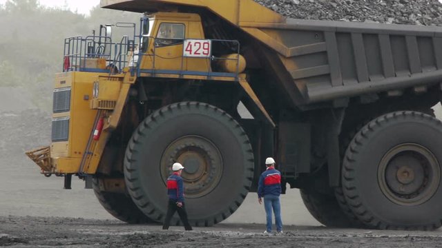 mining in the open way huge trucks
