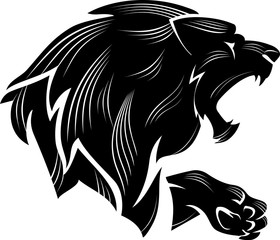 Lion Bust Calligraphic Line Art