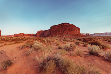 Sunset view of the Valley drive in Monument Valley