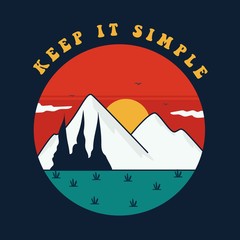 simple logo badge mountain design, for t-shirt prints, patches, emblems, posters, badges and labels and other uses