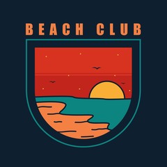 simple logo badge beach design, for t-shirt prints, patches, emblems, posters, badges and labels and other uses