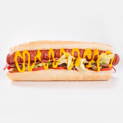 Hot dog sandwich with special sauce