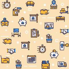 Moving items color linear icons set