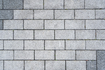 Texture of paving slabs of gray color in the home garden, closeup