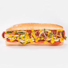 Hot dog sandwich with special sauce