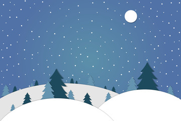 Winter snowdrifts and forest vector background