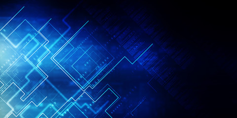 2d illustration Abstract futuristic electronic circuit technology background