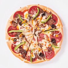 Pizza delicious and tasty top view