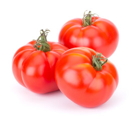 Red Ripe Fresh Whole Three Tomato Isolated On White Background Close-Up