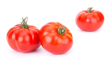 Red Ripe Fresh Whole Three Tomato Isolated On White Background Close-Up