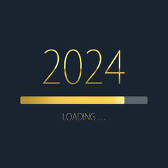 2024 happy new year golden loading progress bar isolated on dark background.