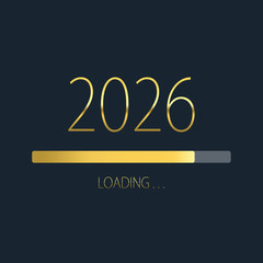 2026 happy new year golden loading progress bar isolated on dark background.