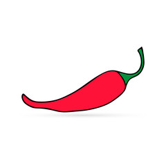 Chili pepper icon isolated. Spicy vegetable sketch. Mexican food. Hot red pepper. Jalapeno peppers symbol. Web pictogram. Logo vector illustration.