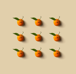 Mandarin pattern isolated on background. Fresh fruit.