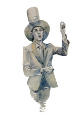 juggler with a balls watercolor painting isolated