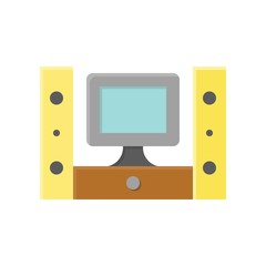 Television and technology related TV and speaker vector in flat design
