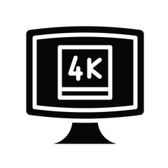 Television and technology related 4k TV vector in solid style