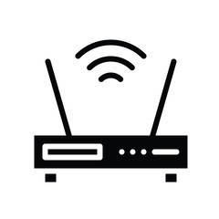 Television and technology related WiFi router  vector in solid style