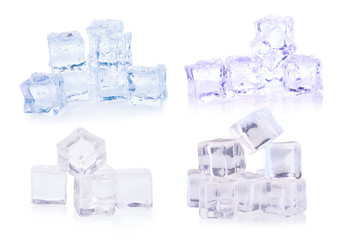 Set Ice cubes isolated on a white background