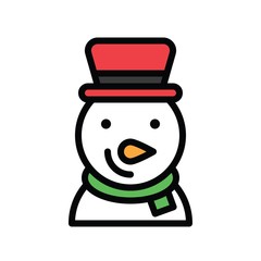 Christmas related snowman with hat and scarf avatar with editable stroke