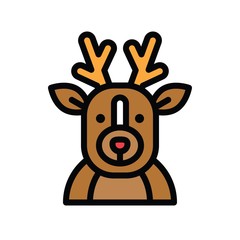 Christmas related cute reindeer avatar with editable stroke