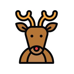 Christmas related cute reindeer avatar with editable stroke