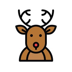 Christmas related cute reindeer avatar with editable stroke