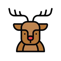 Christmas related cute reindeer avatar with editable stroke