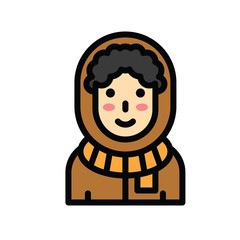 Christmas related cute girl avatar with editable stroke