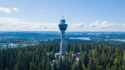 Kuopio, Finland. 150m high Puijo hill and tower in Kuopio