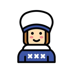 Christmas related cute girl priest avatar with editable stroke