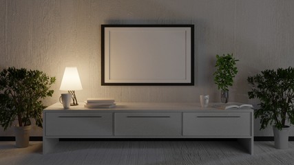 Template of an empty frame. Empty poster for photos, inscriptions and paintings. 3D rendering.