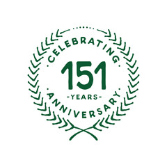 151 years design template. 151st logo. Vector and illustration.