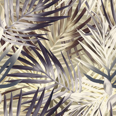 Palm leaves seamless pattern. Artistic background.