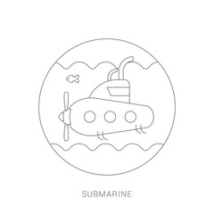 Submarine icon. flat illustration of submarine vector icon.