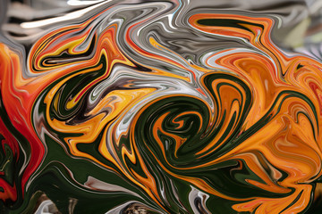 Abstract color background in impressionism style of multicolored liquid colors. Liquid marble texture, waves Swirl pattern . Modern design. Psychedelic wallpaper or for web .