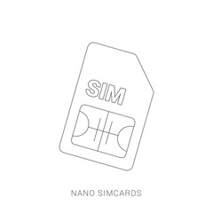 Sim Card mobile Cellular Phone Chip. Vector Isolated
