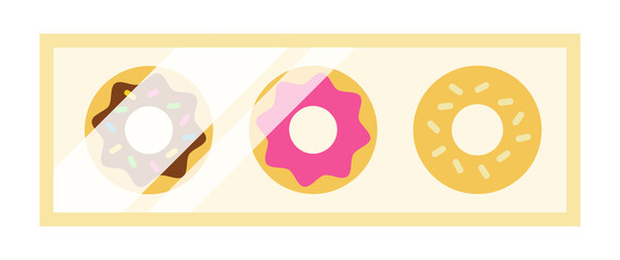 Set of icing donuts in a box vector icon flat isolated