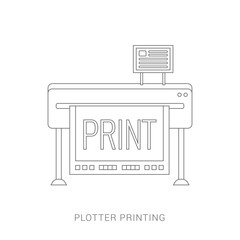 Large inkjet plotter printer flat vector illustration